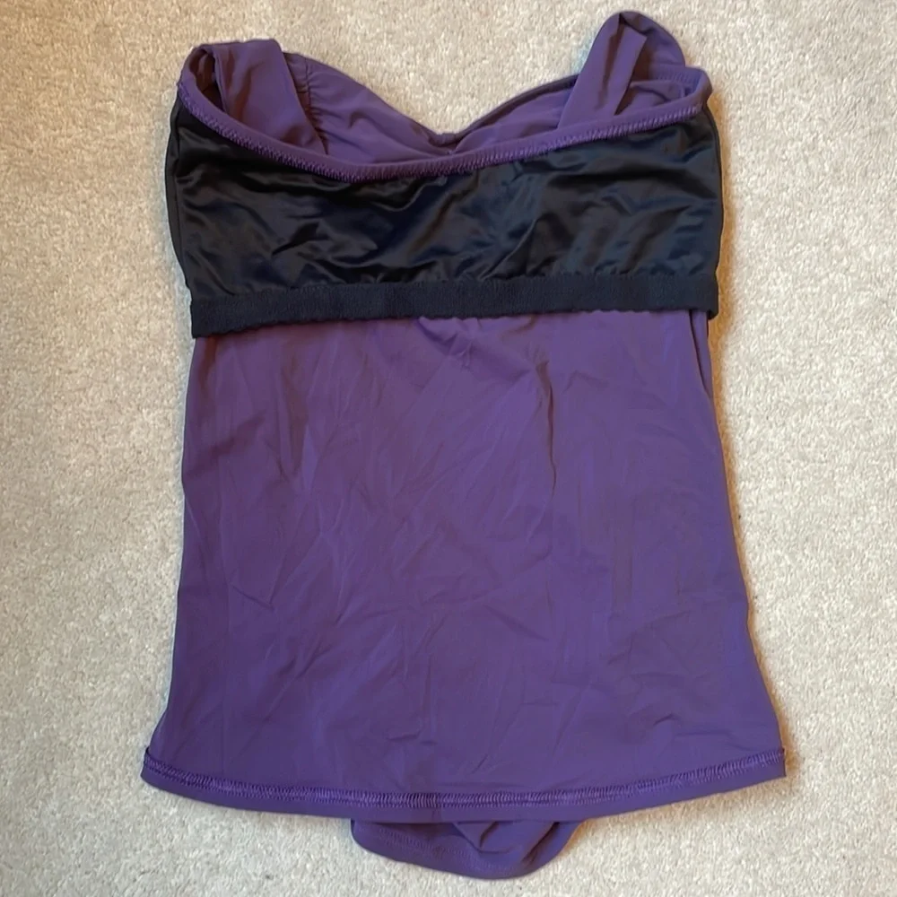 Lands’ End 4L plum ruched halter  tankini top